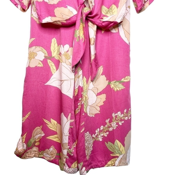 CYNTHIA ROWLEY NWT Tie Front Top and Pants Set Size Small in Pink Floral - Picture 6 of 14